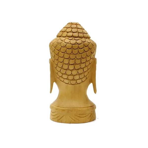 Wooden_Golden_Lord_Buddha_Head_Carving_Home_Decor_Showpiece_|_15.2L_x_10.2W_x_15.2H_Centimeters
