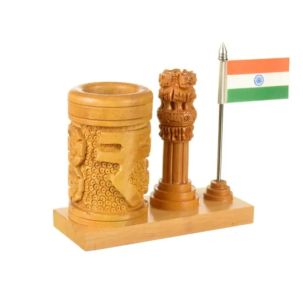 Handcrafted_National_Flag_with_Indian_Rupee_Pen_Stand_|_For_Office_Desk_Decorative_|_12.7L_x_6.4W_x_12.7H_Centimeters