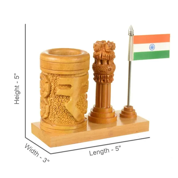 Handcrafted_National_Flag_with_Indian_Rupee_Pen_Stand_|_For_Office_Desk_Decorative_|_12.7L_x_6.4W_x_12.7H_Centimeters