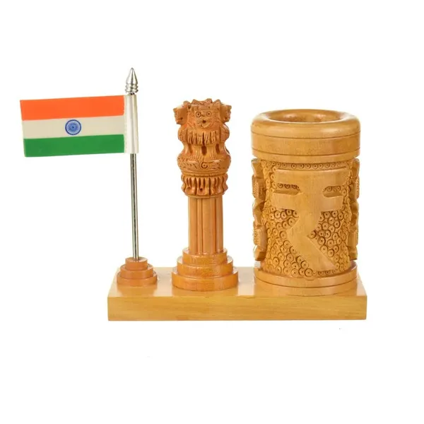 Handcrafted_National_Flag_with_Indian_Rupee_Pen_Stand_|_For_Office_Desk_Decorative_|_12.7L_x_6.4W_x_12.7H_Centimeters