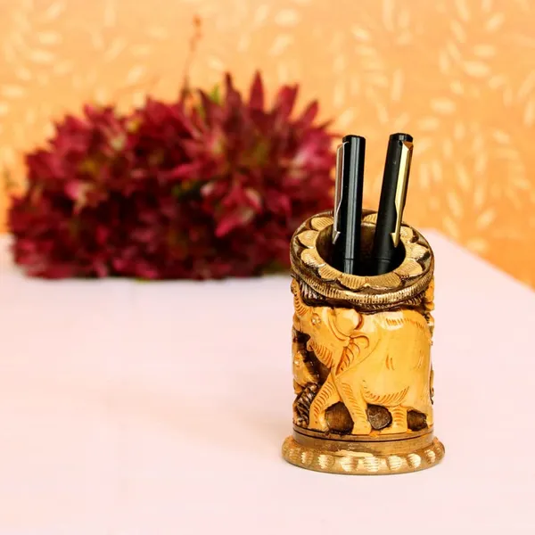 Wooden_Dark_Brown_Pen_Stand_Hand-Carved_Office_Table_Desk_Stationary_Organizer_|_10L_x_6.5W_x_10H_Centimeters