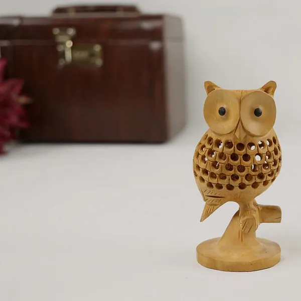 Brown_Wooden_Owl_Sitting_Tree_Branch_Handmade_Figure_With_Smooth_Carving_Work_|_12.7L_x_6.4W_x_12.7H_Centimeters