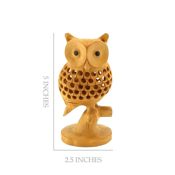 Brown_Wooden_Owl_Sitting_Tree_Branch_Handmade_Figure_With_Smooth_Carving_Work_|_12.7L_x_6.4W_x_12.7H_Centimeters