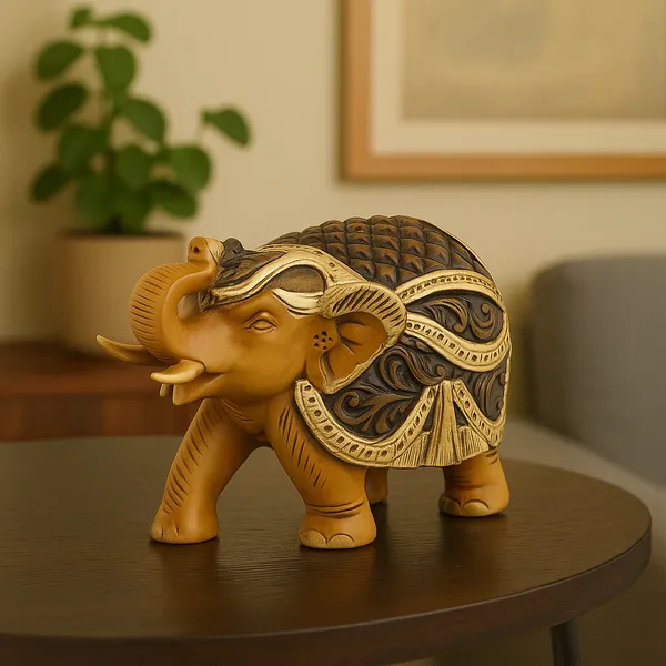 Golden_Elephant_Carving_Home_Decor_Showpiece_|_12L_x_7W_x_9H_Centimeters