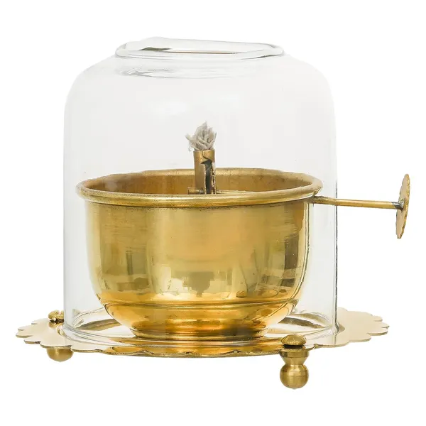 Vasu_Creation_Glass_Tea_Light_Holder_with_Metal_Base,_Decorative_Candle_Holder_with_Protective_Cover