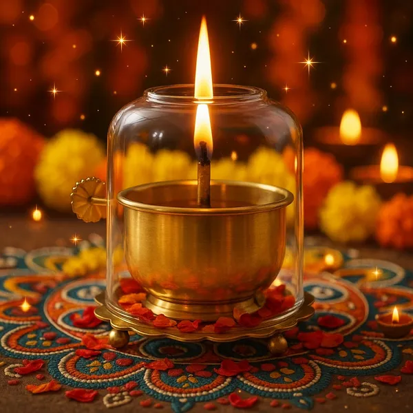 Vasu_Creation_Glass_Tea_Light_Holder_with_Metal_Base,_Decorative_Candle_Holder_with_Protective_Cover
