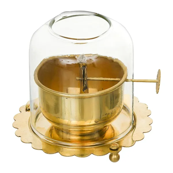 Vasu_Creation_Glass_Tea_Light_Holder_with_Metal_Base,_Decorative_Candle_Holder_with_Protective_Cover
