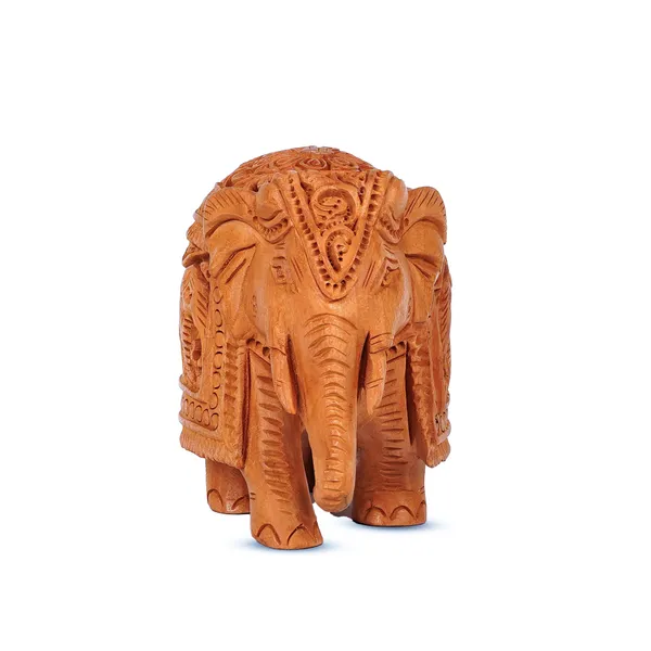 Vasu_Creation_Hand_Carved_Wooden_Elephant_Statue,_Traditional_Indian_Design,_Decorative_Figurine_with_Intricate_Details_4inch