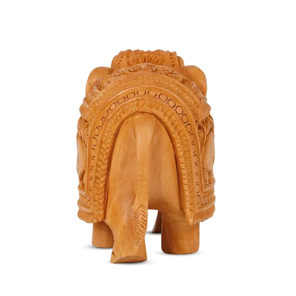Vasu_Creation_Hand_Carved_Wooden_Elephant_Statue,_Traditional_Indian_Design,_Decorative_Figurine_with_Intricate_Details_4inch