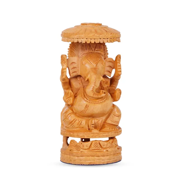 Vasu_Creation_Hand-Carved_Wooden_Lord_Ganesha_Statue_with_Decorative_Umbrella,_Traditional_Indian_Home_Decor