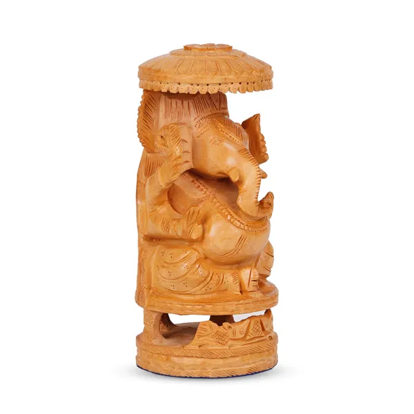Vasu_Creation_Hand-Carved_Wooden_Lord_Ganesha_Statue_with_Decorative_Umbrella,_Traditional_Indian_Home_Decor