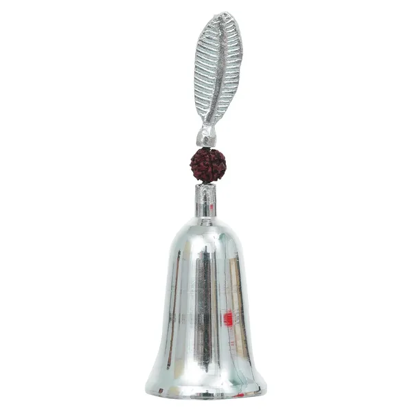 Vasu_Creation_Handcrafted_Pooja_Bell_with_Rudraksha_with_Velvet_Box_for_Home/Office_Decor/Brass_Hand_Puja_Bell/Pooja_Ghanti_Bell_(Silver))