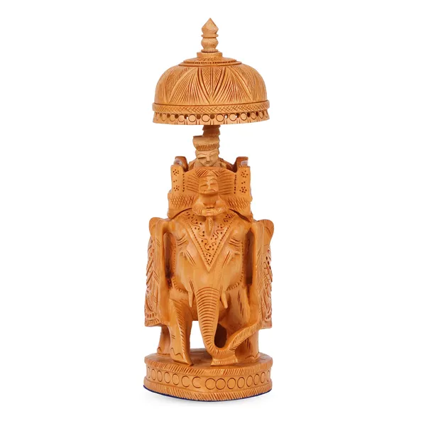 Vasu_Creation_Handcrafted_Wooden_Elephant_Ambari_Sculpture,_Traditional_Indian_Art,_Intricate_Carved_Design