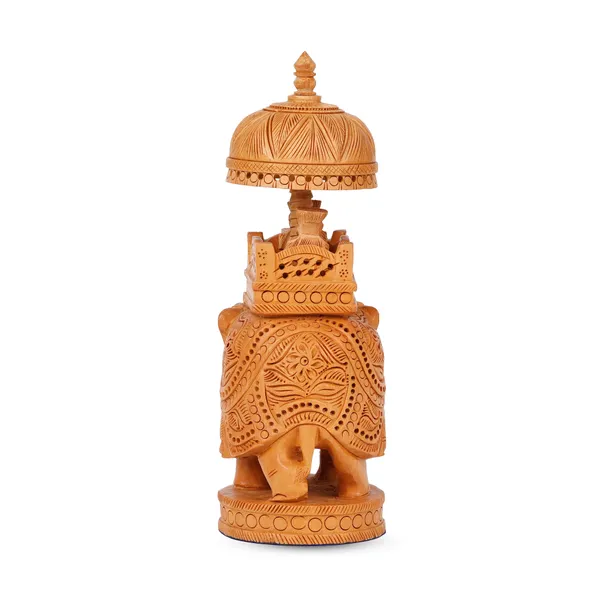 Vasu_Creation_Handcrafted_Wooden_Elephant_Ambari_Sculpture,_Traditional_Indian_Art,_Intricate_Carved_Design