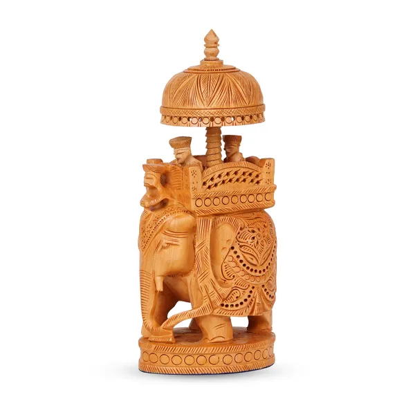 Vasu_Creation_Handcrafted_Wooden_Elephant_Ambari_Sculpture,_Traditional_Indian_Art,_Intricate_Carved_Design
