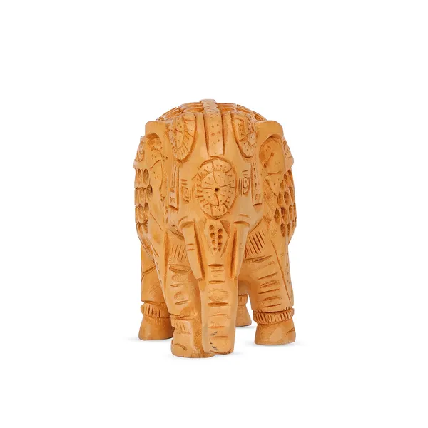 Vasu_Creation_Handcrafted_Wooden_Elephant_Figurine,_Traditional_Indian_Design,_Jali_Work,_Natural_Wood_Carving