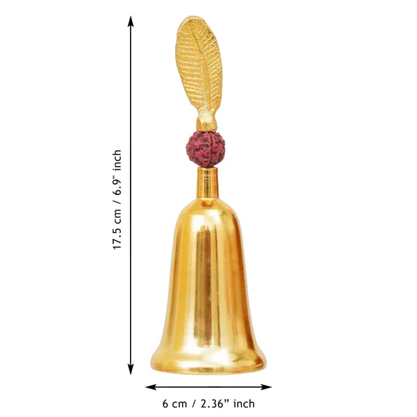 Vasu_Creation_Handcrafted_Pooja_Bell_with_Rudraksha_with_Velvet_Box_for_Home/Office_Decor/Brass_Hand_Puja_Bell/Pooja_Ghanti_Bell_(Gold)
