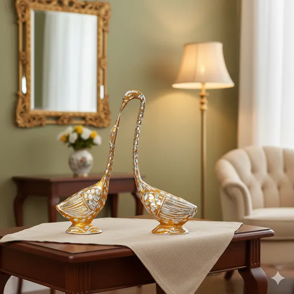 Vasu_Creation_Metal_Kissing_Swan_Couple_Statue