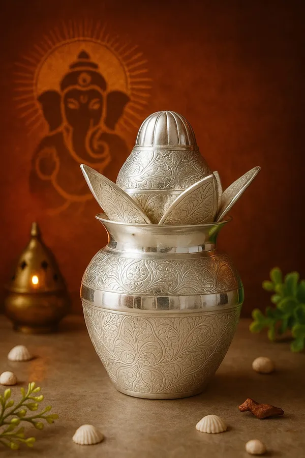 Vasu_Creation_Premium_Plated_Pooja_Kalash_with_Coconut_for_Pooja_Decor_with_Red_Velvet_Box/Swastik_Kalash_for_Puja_Temple_Home_Decorative_Item/Diwali_Gift_Item/mangal_Kalash