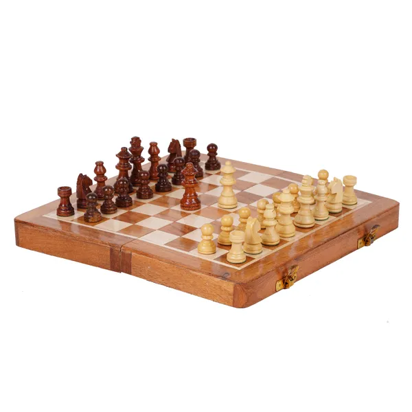 Vasu_Creation_Wooden_Magnetic_Chess_Set,_Foldable_Board_with_Storage,_Dark_Brown_and_Natural_Wood_Pieces_10X10X10