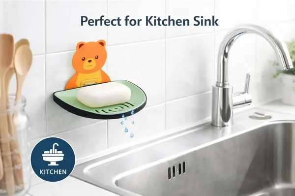 Vasu_Creation™_Cute_Bear_Self-Adhesive_Soap_Dish