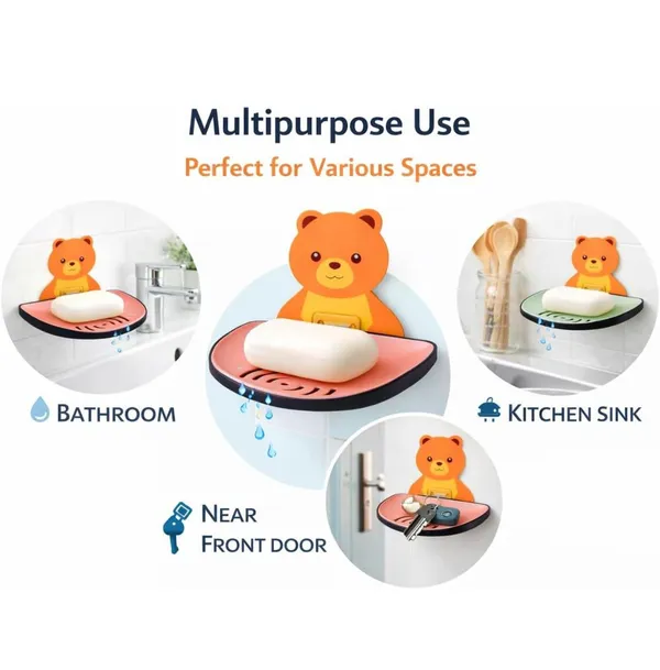 Vasu_Creation™_Cute_Bear_Self-Adhesive_Soap_Dish