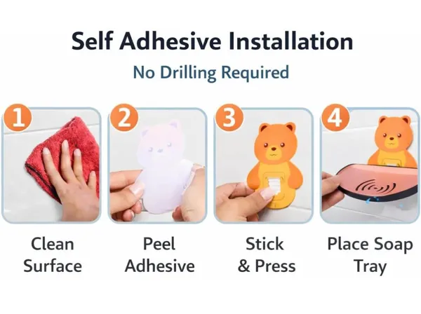 Vasu_Creation™_Cute_Bear_Self-Adhesive_Soap_Dish