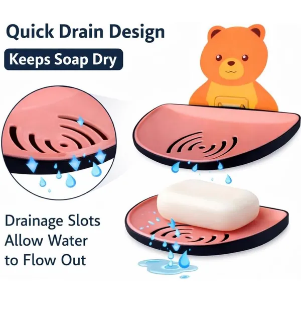 Vasu_Creation™_Cute_Bear_Self-Adhesive_Soap_Dish