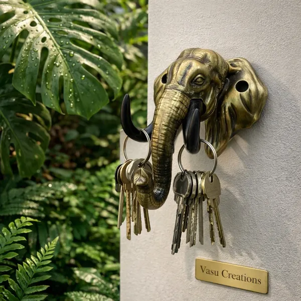 Vasu_creation_Elephant_Grace_Wall_Organizer_Brown