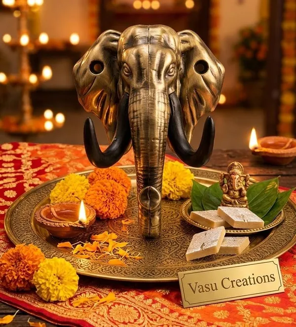 Vasu_creation_Elephant_Grace_Wall_Organizer_Brown