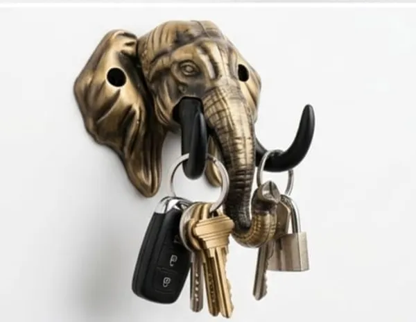 Vasu_creation_Elephant_Grace_Wall_Organizer_Brown