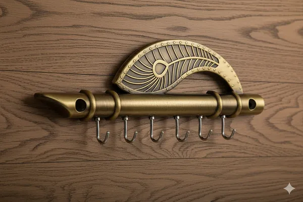 Vasu_creation_Lord_Krishna's_Flute_and_Peacock_Quills_Key_Stand_