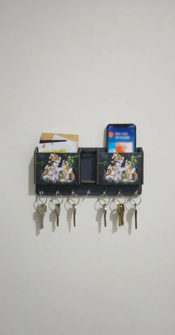 Vasu_creation_Radha_Krishna_Wall_Mounted_Key_Holder_with_Mobile_Holder_&_Mail_Organizer_|_7_Hooks_Home_Entrance_Decor_&_Pocket_Storage_Box