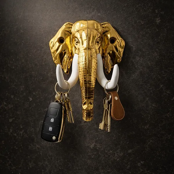 Vasu_creations_Elephant_Golden_Trunk_Holder