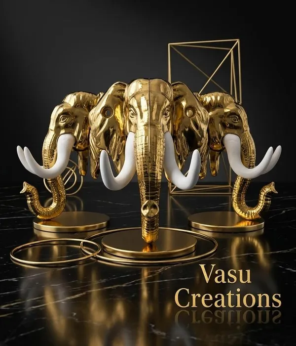 Vasu_creations_Elephant_Golden_Trunk_Holder