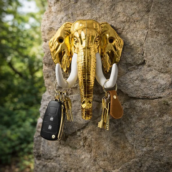 Vasu_creations_Elephant_Golden_Trunk_Holder