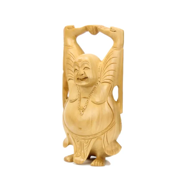 Wooden_laughing_Buddha_8_Inch_and_Wooden_pen_stand_4_Inch