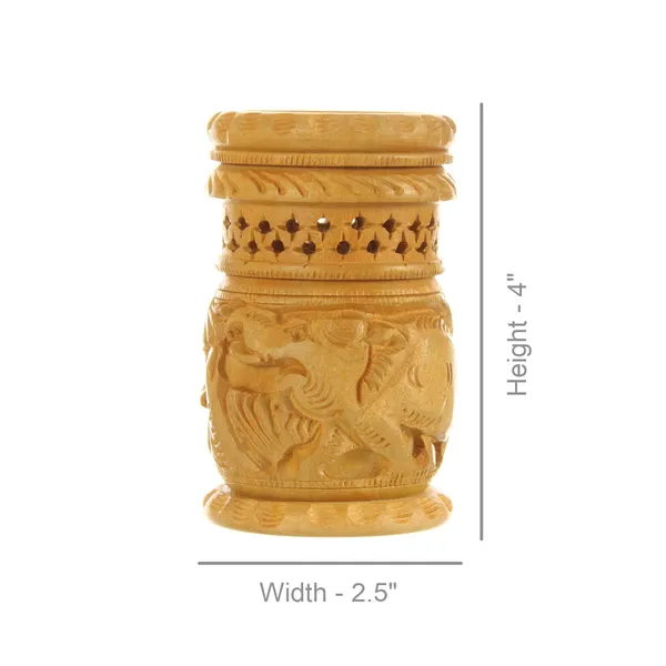 Wooden_laughing_Buddha_8_Inch_and_Wooden_pen_stand_4_Inch
