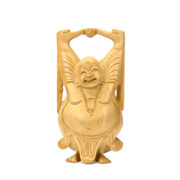 Wooden_laughing_Buddha_8_Inch_and_Wooden_pen_stand_4_Inch