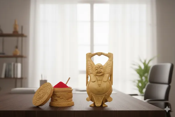 Wooden_laughing_buddha_8_Inch_and_Sindoor_dani_2_Inch