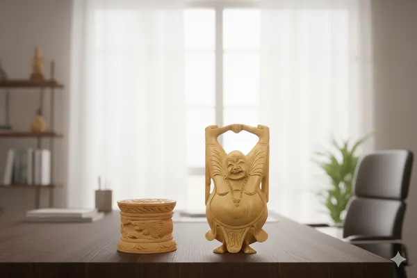 Wooden_laughing_buddha_8_Inch_and_Sindoor_dani_2_Inch