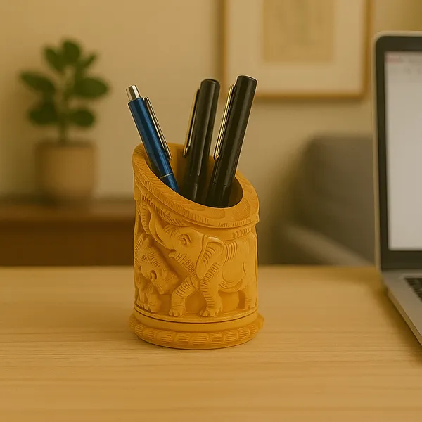 Wooden_Pen_Stand_Elephant_Hand-Carved_Table_Desk_Stationary_Organizer_|_10L_x_6.5W_x_10H_Centimeters