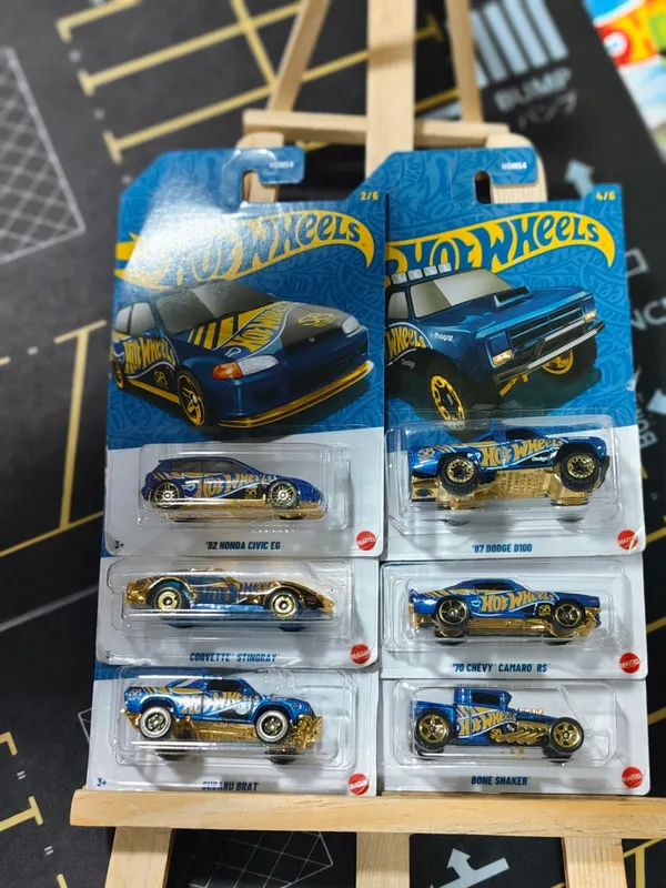 Hot_Wheels_1:64_Scale_58th_Anniversary_Edition_HDH_54_BLUE_AND_GOLD_SET_OF_6_WITH_CHASE
