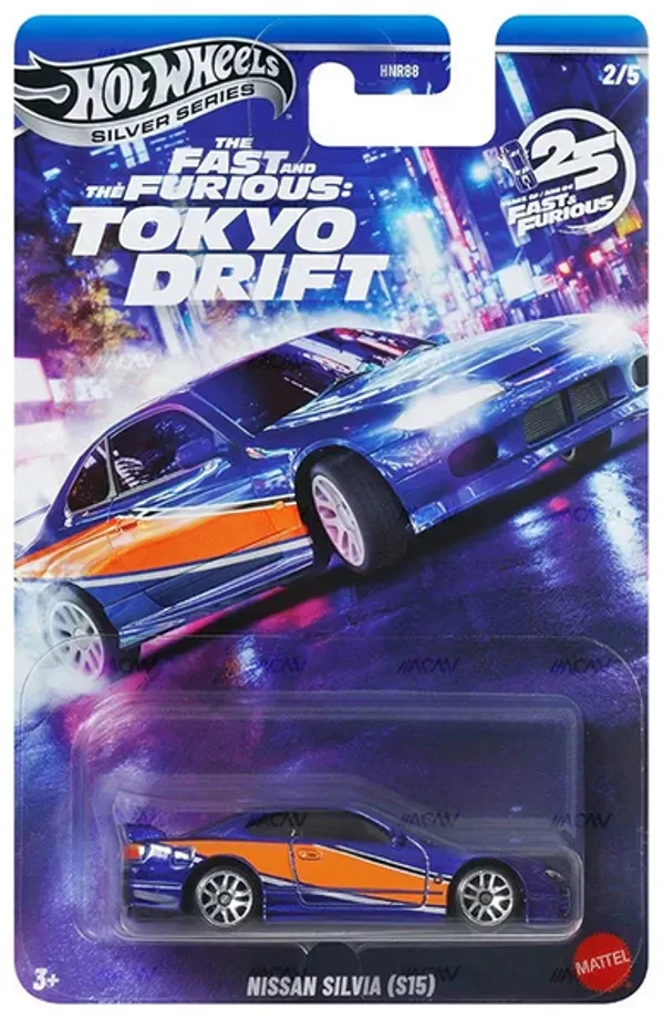 HotWheels_1:64_Scale_SILVER_SERIES_TOKYO_DRIFT_NISSAN_SILVIA_(S15)_2/5_(IMPORTED)_JKX06