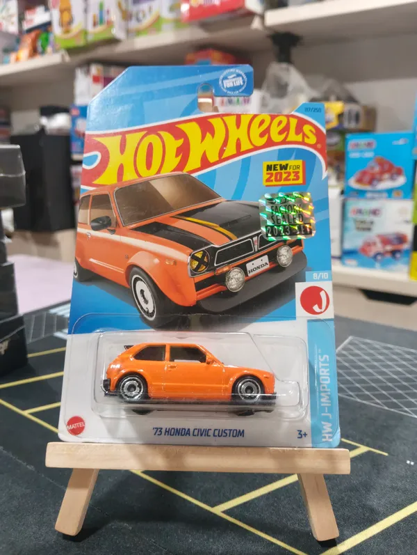 Hot_Wheels_1:64_Scale_73_HONDA_CIVIC_CUSTOM_HW_J_IMPORTS_8/10_ORANGE_117/250_(USA_IMPORTED)_FACTORY_SEALED_2023