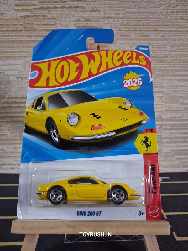 Hot_Wheels_1:64_Scale_DINO_206_GT_FERRARI_5/5_YELLOW_150/250