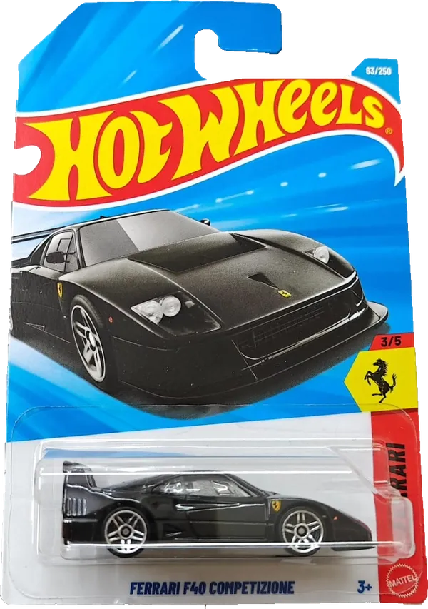 Hot_Wheels_1:64_Scale_FERRARI_F40_COMPETIZIONE_FERRARI_3/5_BLACK_63/250