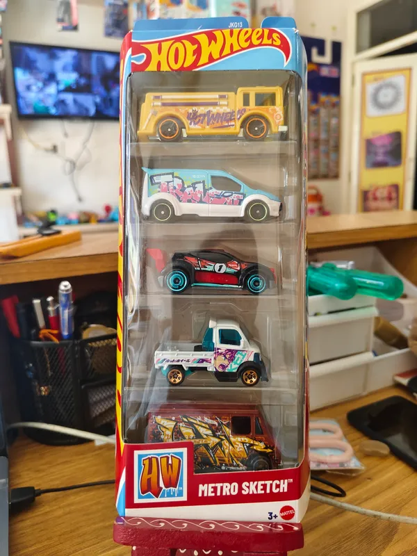 Hot_Wheels_1:64_Scale_METRO_SKETCH_JKG13_Pack_of_5_(Fire-Eater_/_Hot_Wheels_Ford_Transit_Connect_/_HW_Fast_4WD_/_Mighty_K_/_Combat_Medic)
