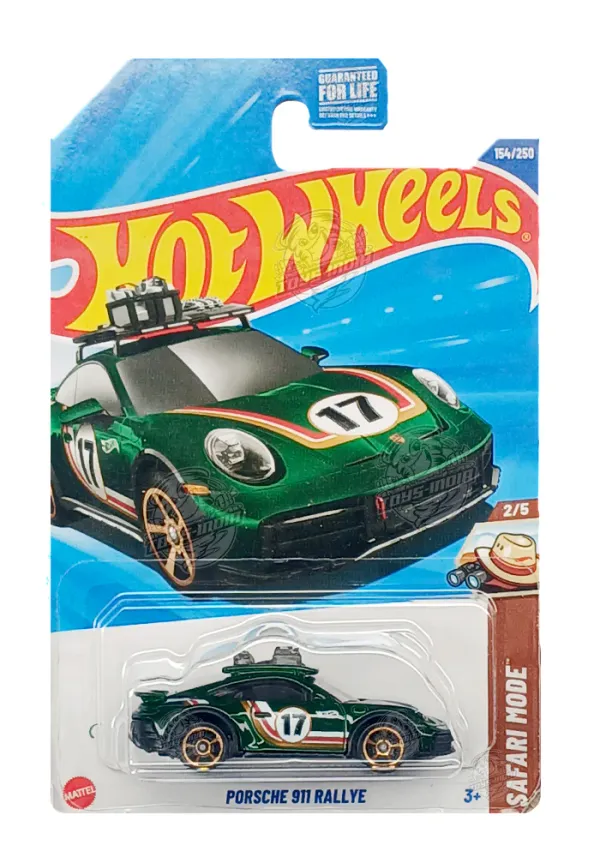 Hot_Wheels_1:64_Scale_PORSCHE_911_RALLYE_SAFARI_MODE_2/5_GREEN_154/250_(IMPORTED)