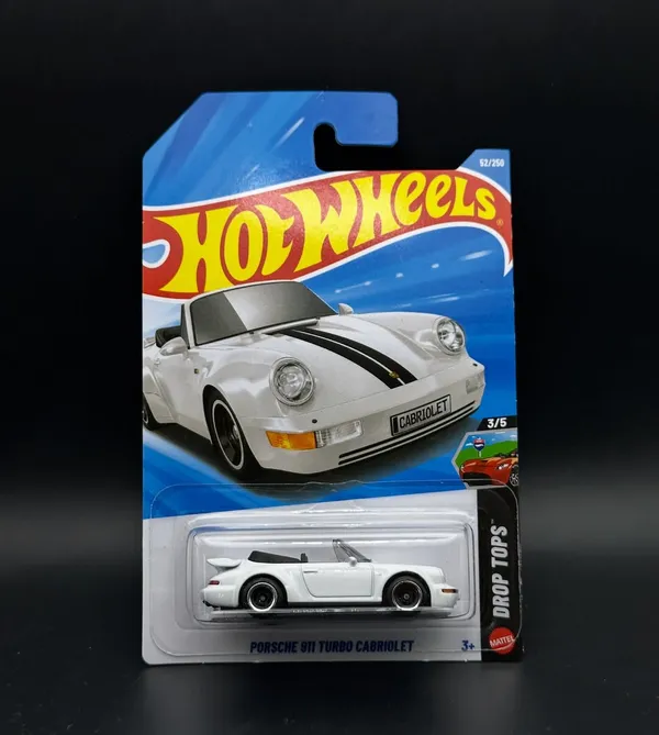 Hot_Wheels_1:64_Scale_PORSCHE_911_TURBO_CABRIOLET_DROP_TOPS_3/5_WHITE_52/250